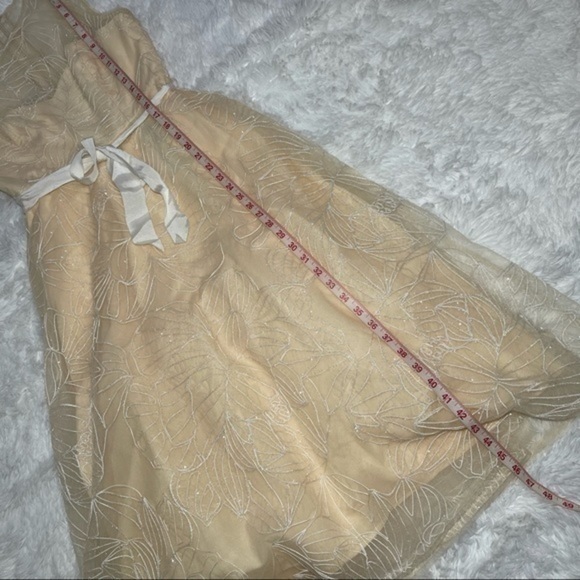 BCBG Off White Sheer Yoke MIDI Dress 4 - Picture 12 of 16